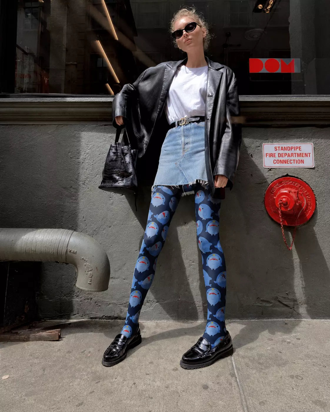 Cute Shark Cartoon Ocean Print Tights Hosiery Pantyhose