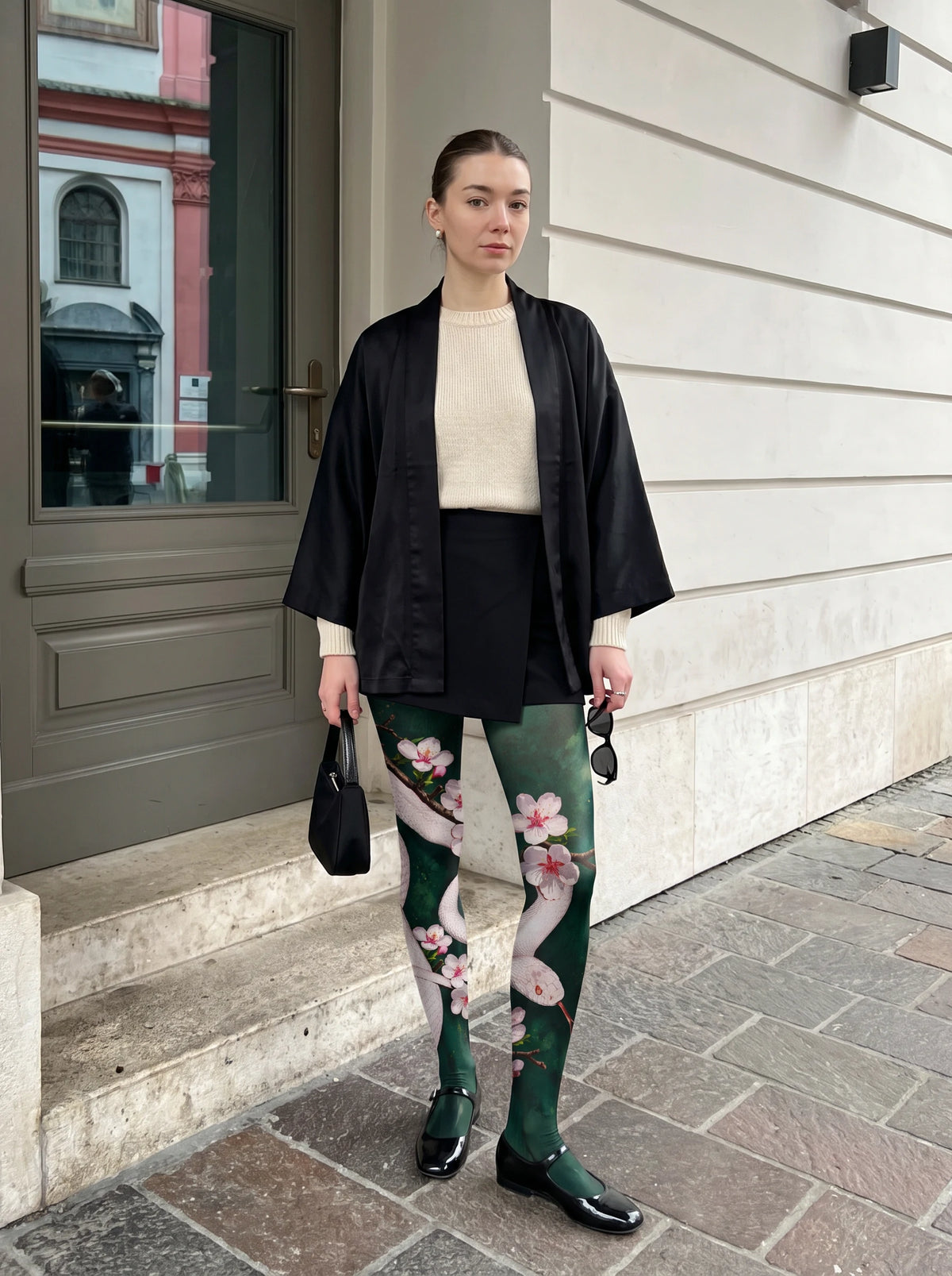 Green Snake and Blossom Tights