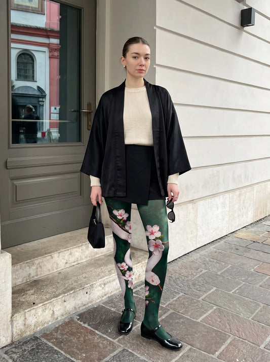 Green Snake and Blossom Tights