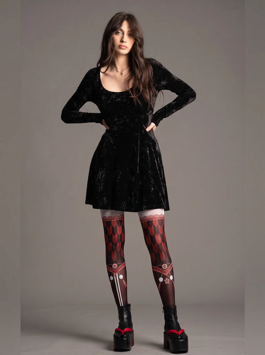 Black Geometric Bow Tights