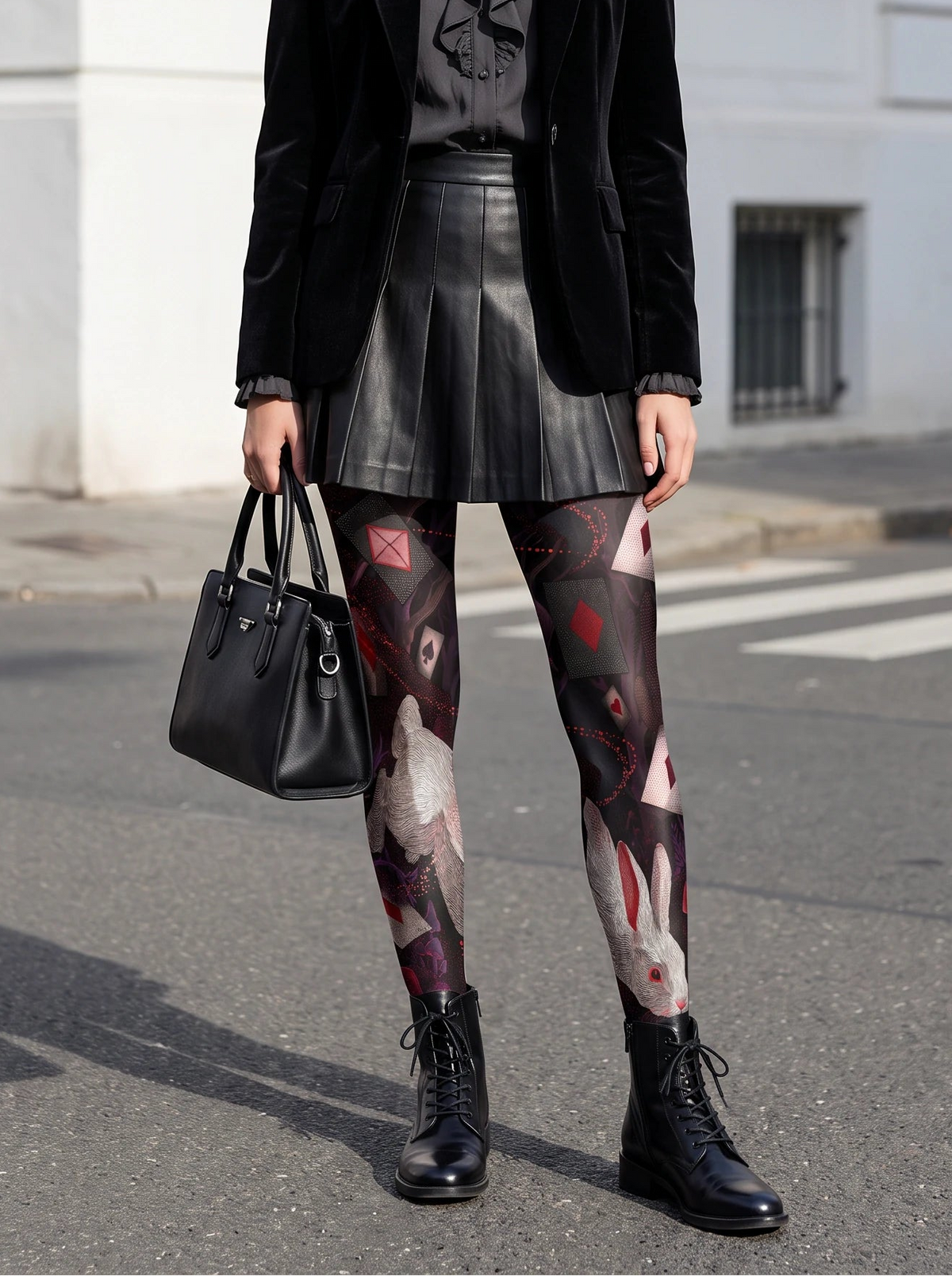 Black Rabbit and Playing Card Tights