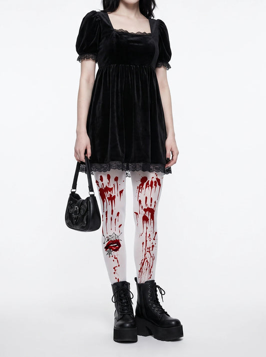 White Blood Splatter Tights