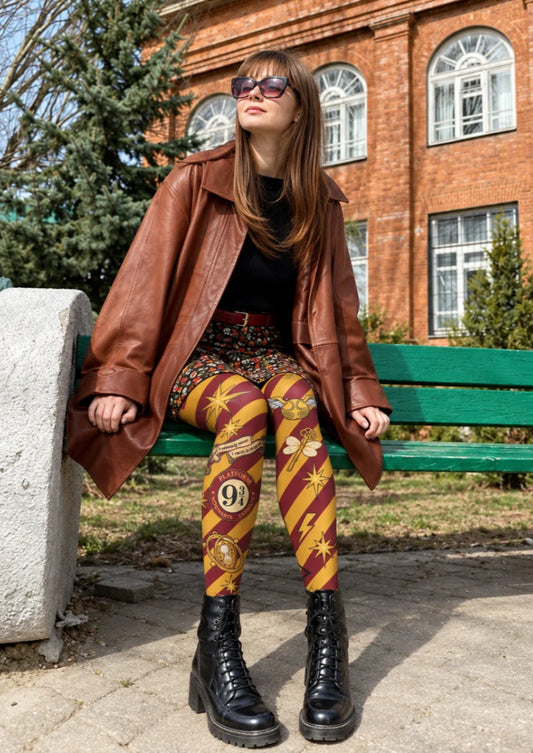 Yellow Burgundy Magic Stripe Tights