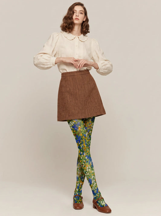 Green Daisy Meadow Tights