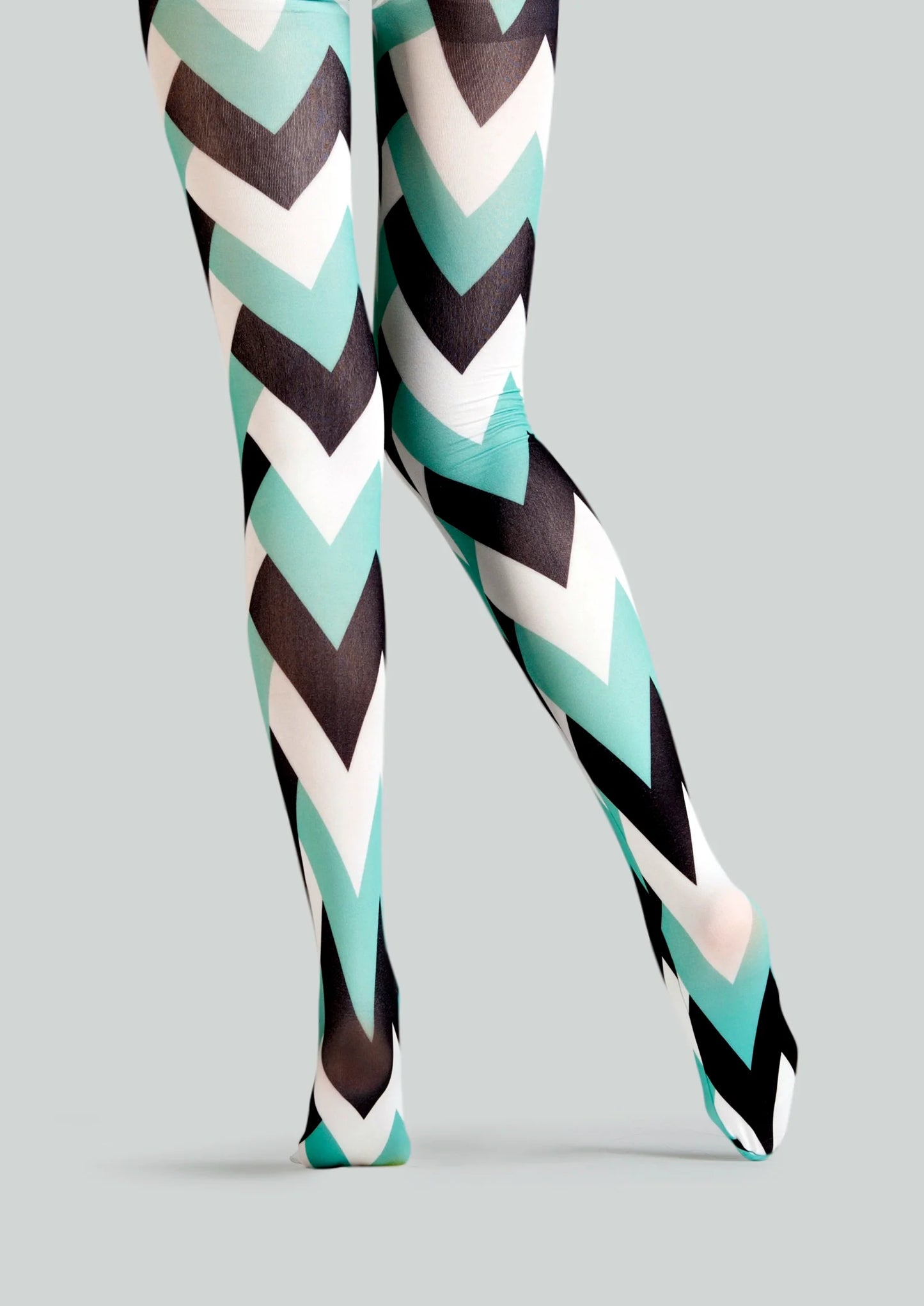 Tri - Hue Zigzag Print Tights Hosiery Pantyhose
