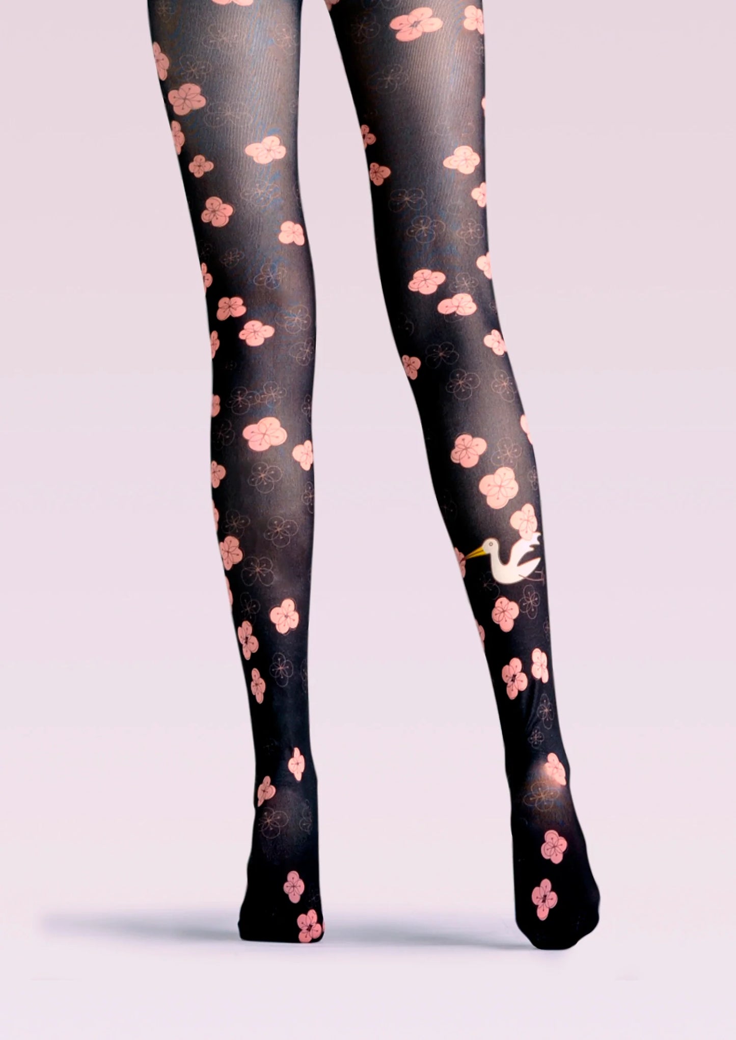 Cherry Blossoms Print Tights Hosiery Pantyhose