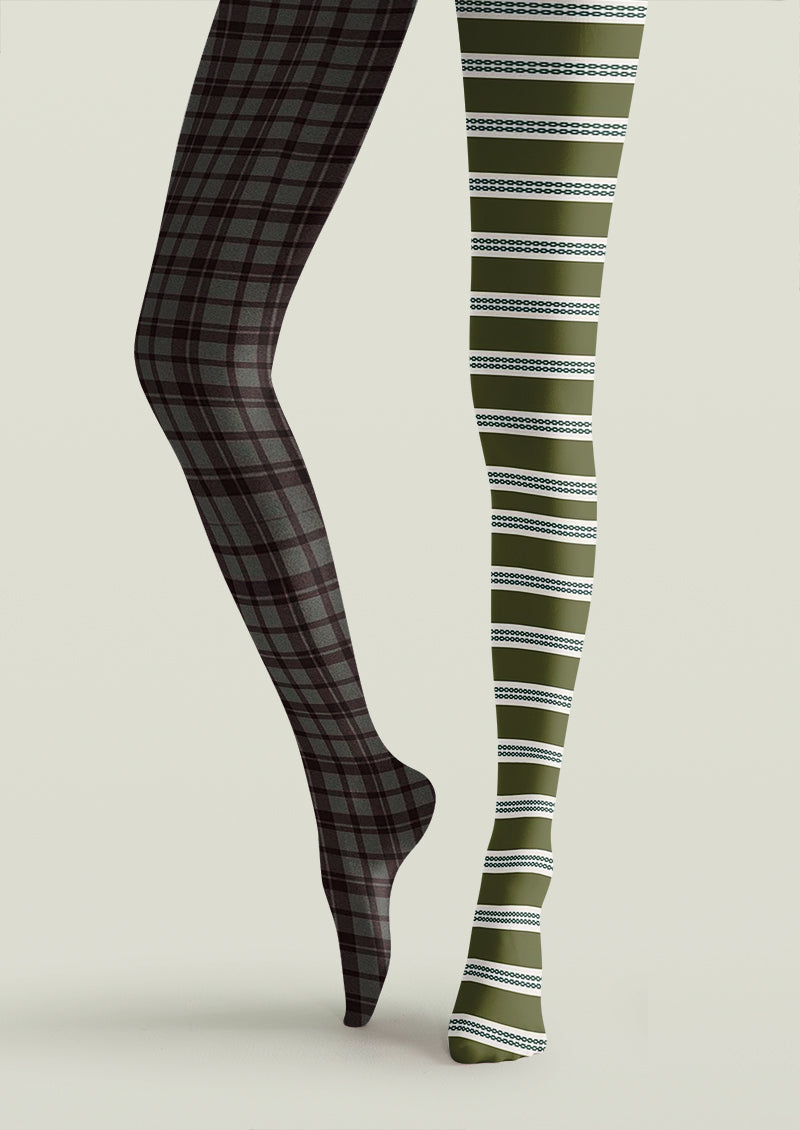 Plaid Striped Patchwork Printed Tights Hosiery Pantyhose