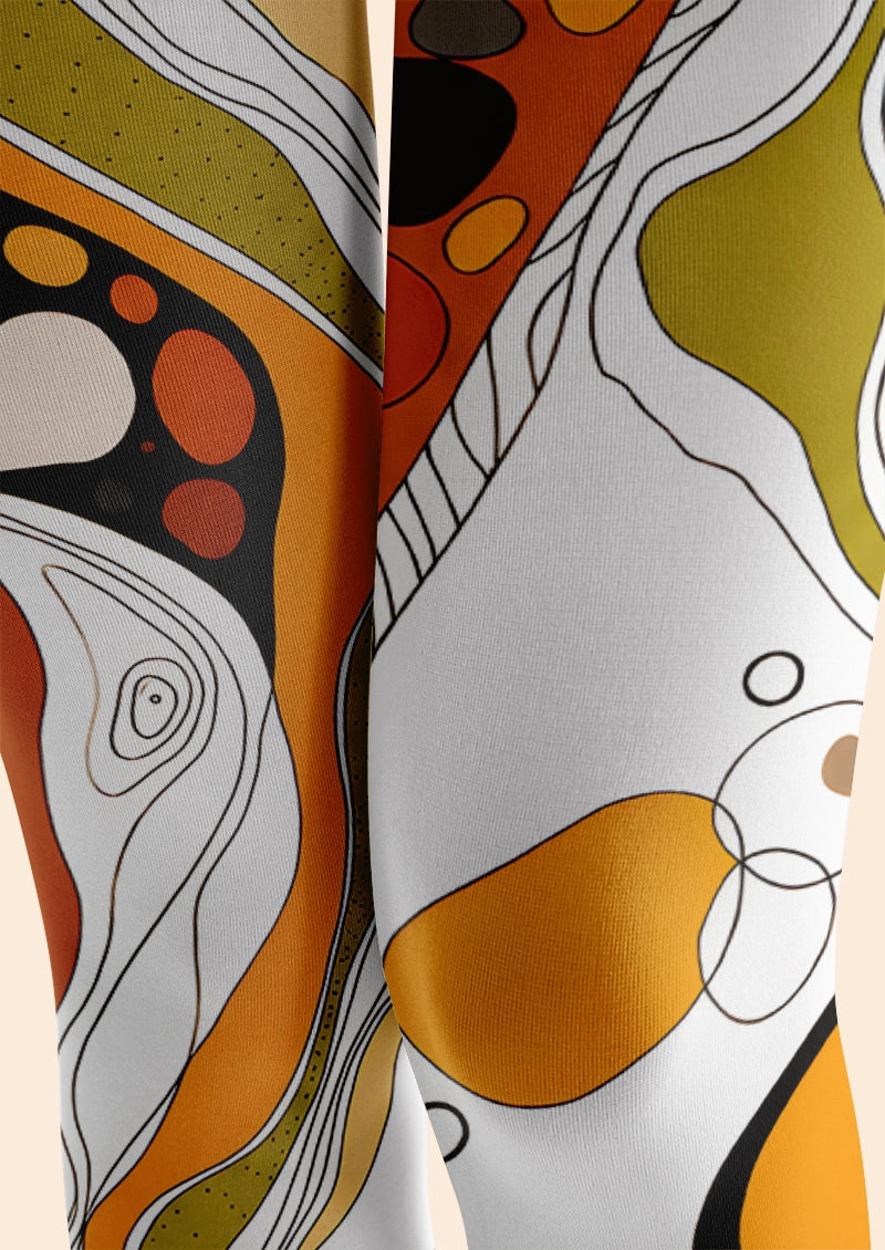 Abstract Retro Graphic Footless Tights Hosiery Leggings