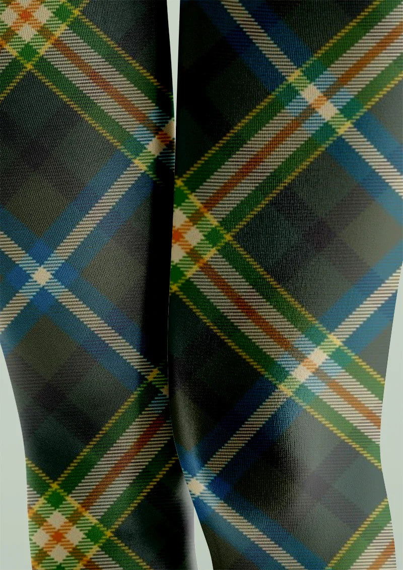 Green Blue Tartan Plaid Tights Hosiery Pantyhose