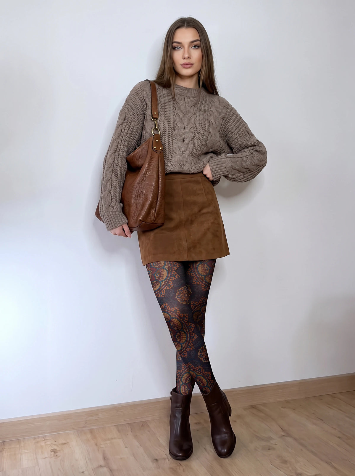 Navy Orange Mandala Tights