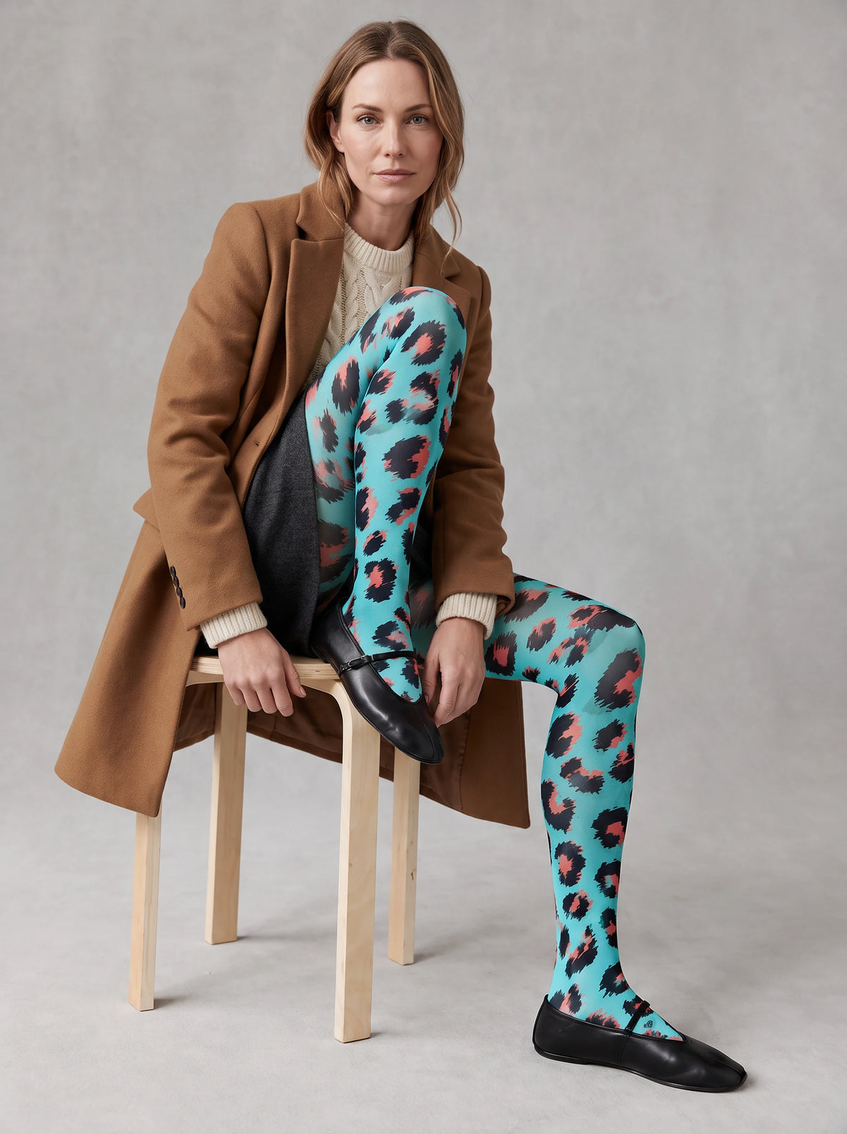 Blue Leopard Print Tights