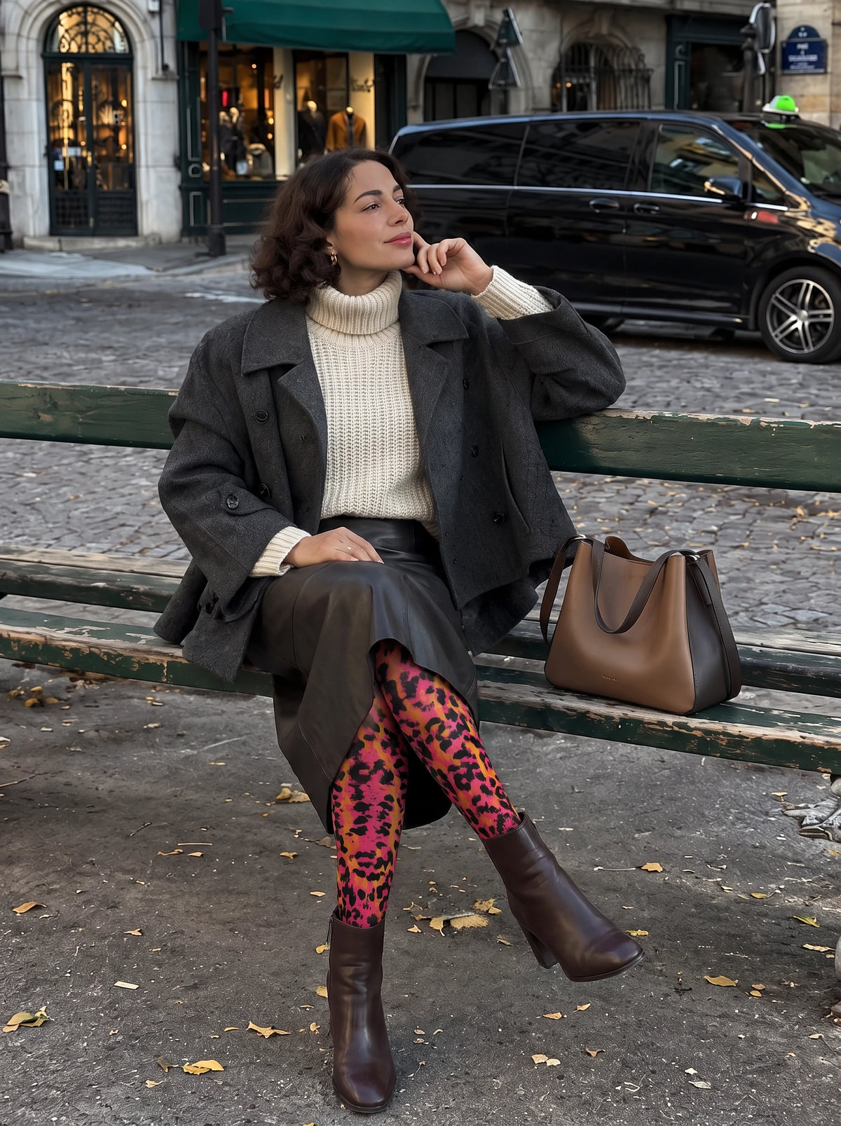 Black Pink Leopard Tights