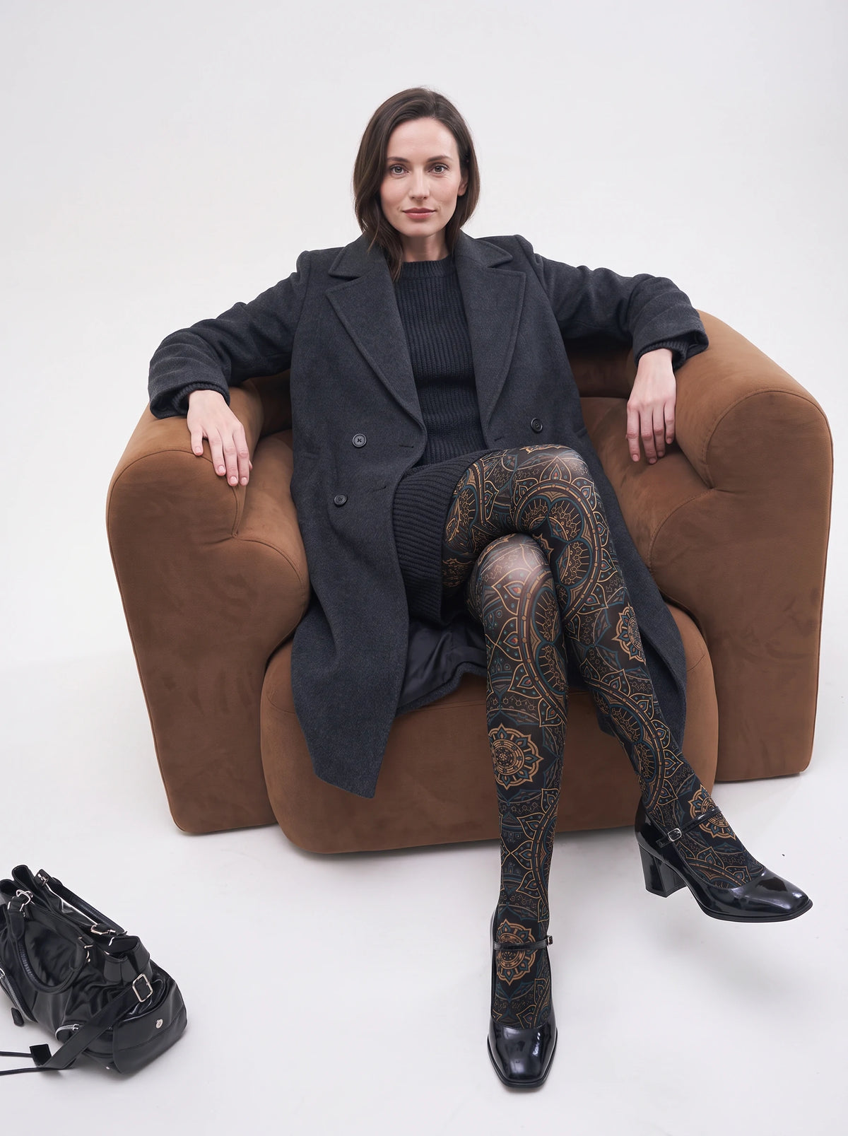 Black Mandala Medallion Tights