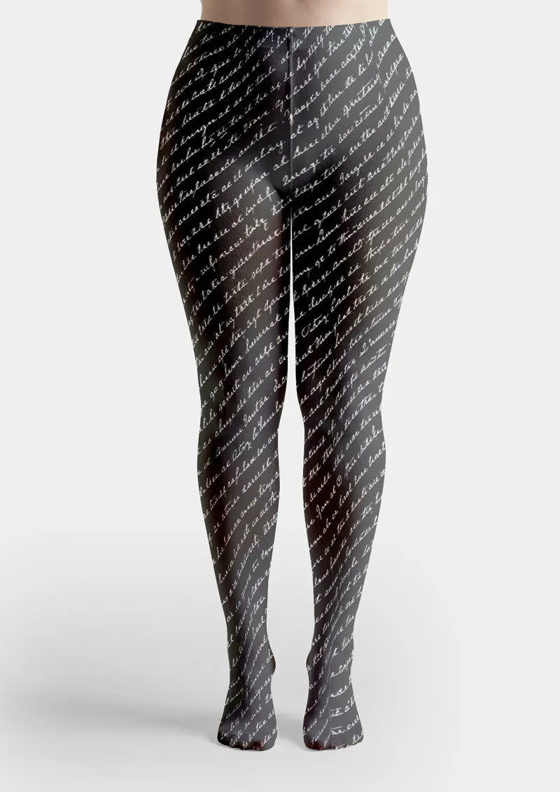 Black Script Tights