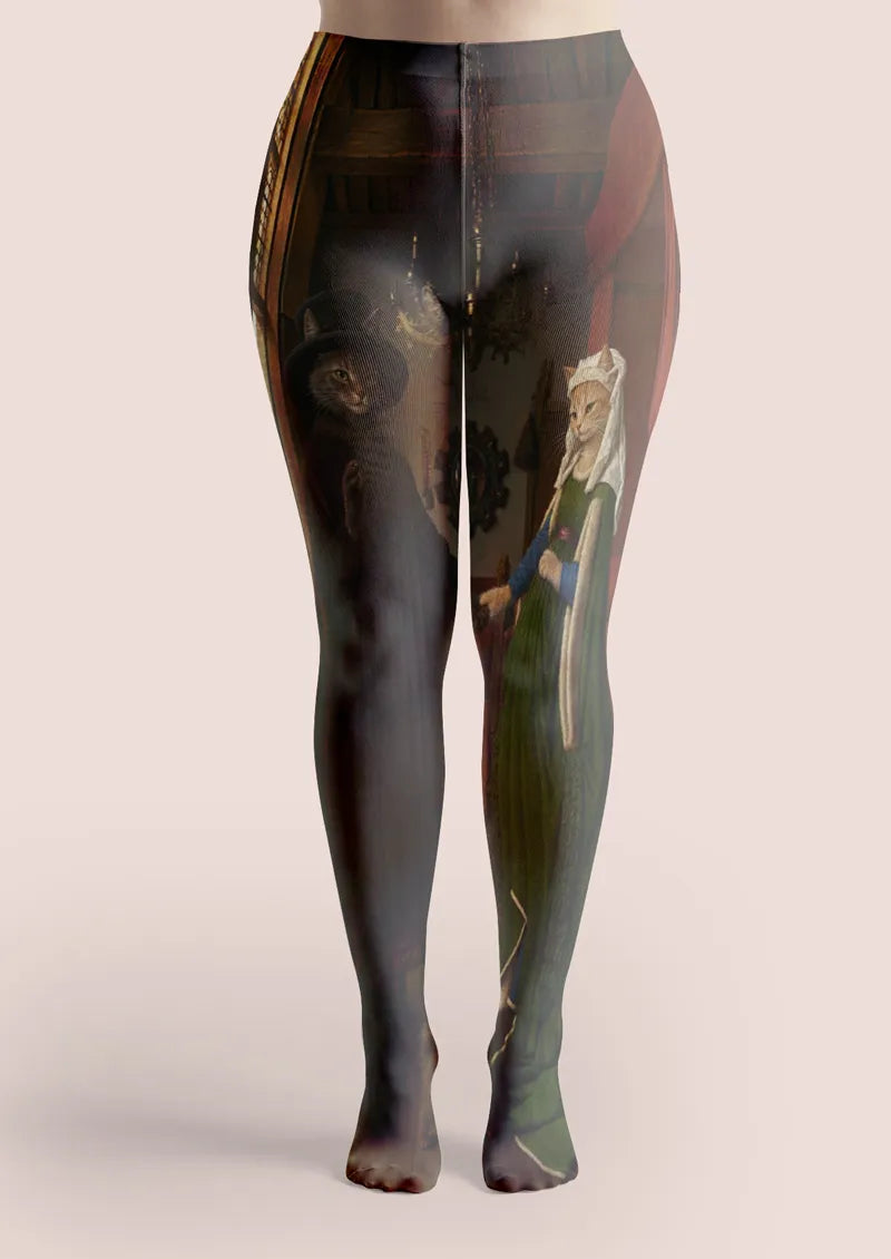 Brown Cat Portrait Tights
