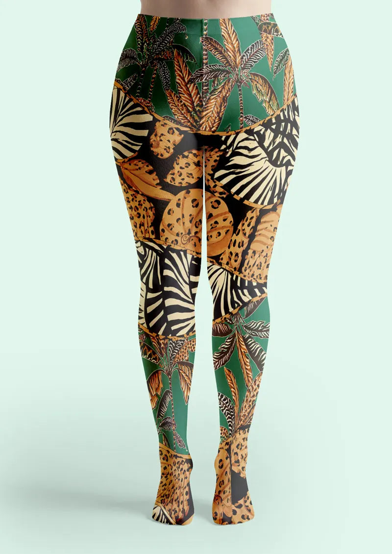 Leopard Zebra Baroque Patchwork Tights Hosiery Pantyhose
