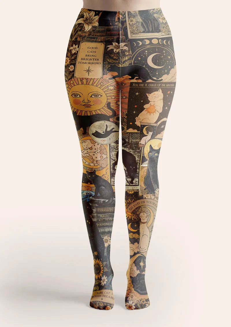 Beige Celestial Cat Tights