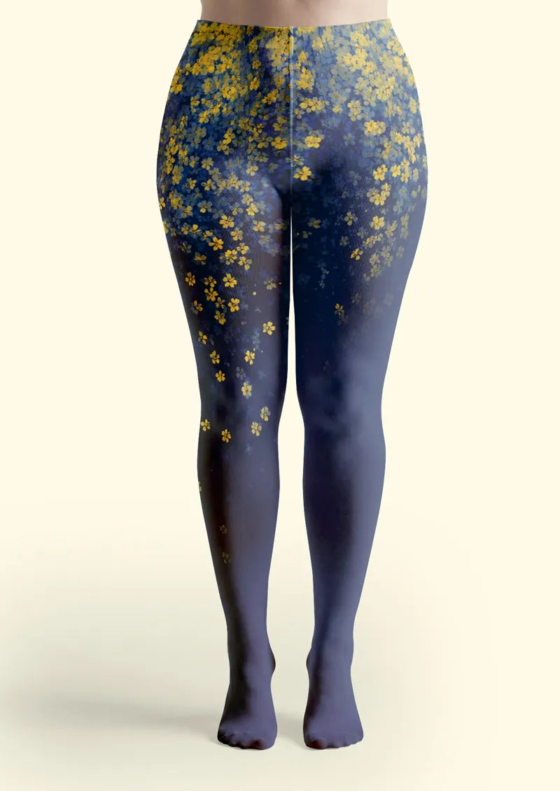 Blue Yellow Flower Tights