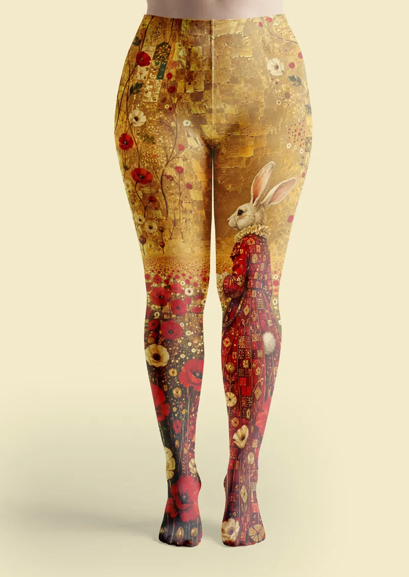 Yellow Rabbit Floral Tights