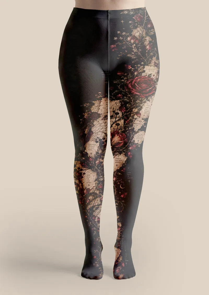 Black Rose Collage Tights