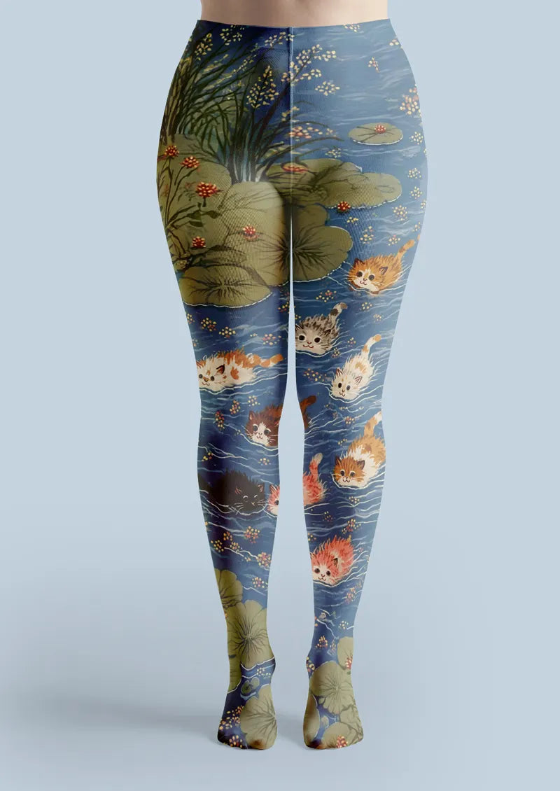 Blue Swimming Kitten Tights
