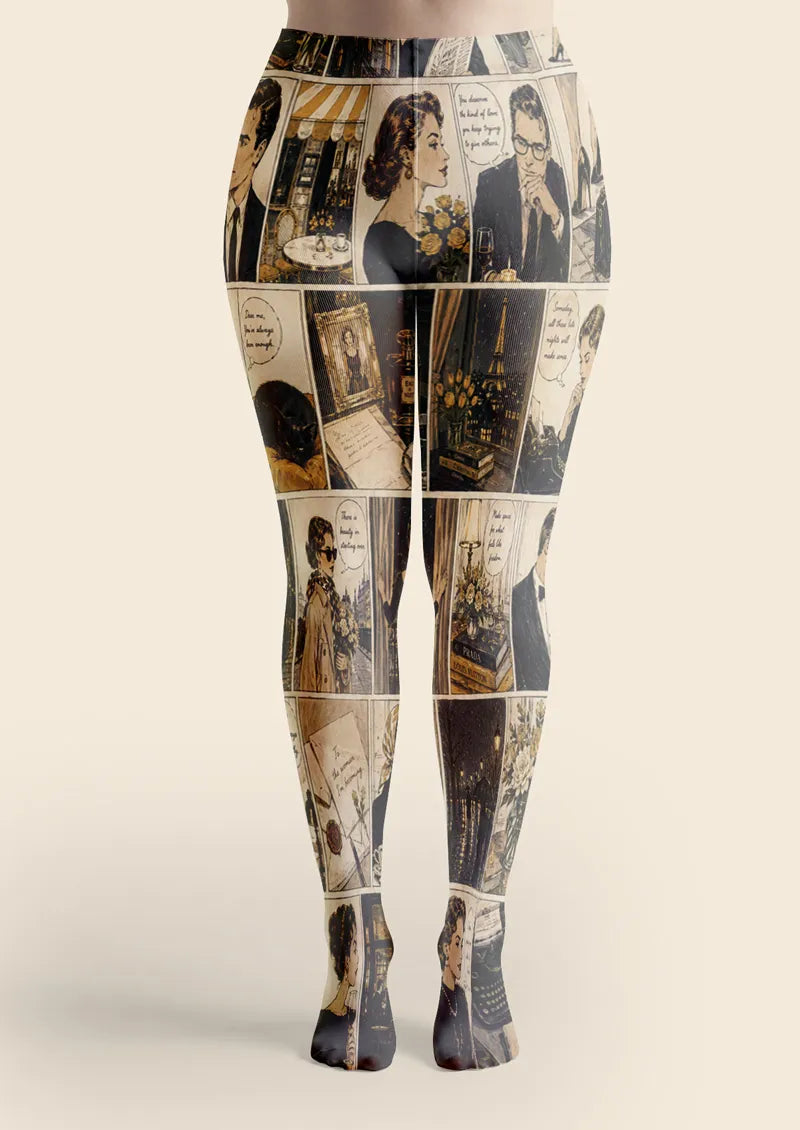 Black Fashion Comic Collage Tights