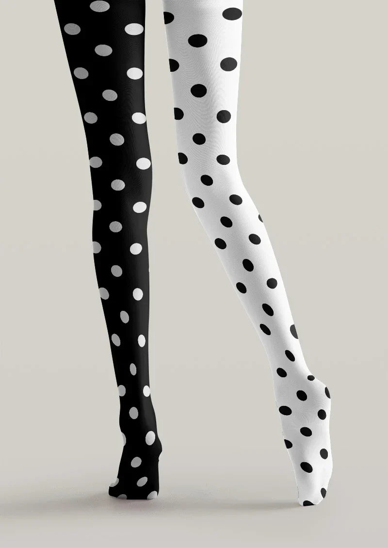 Polka Dot Contrast Tights Hosiery Pantyhose