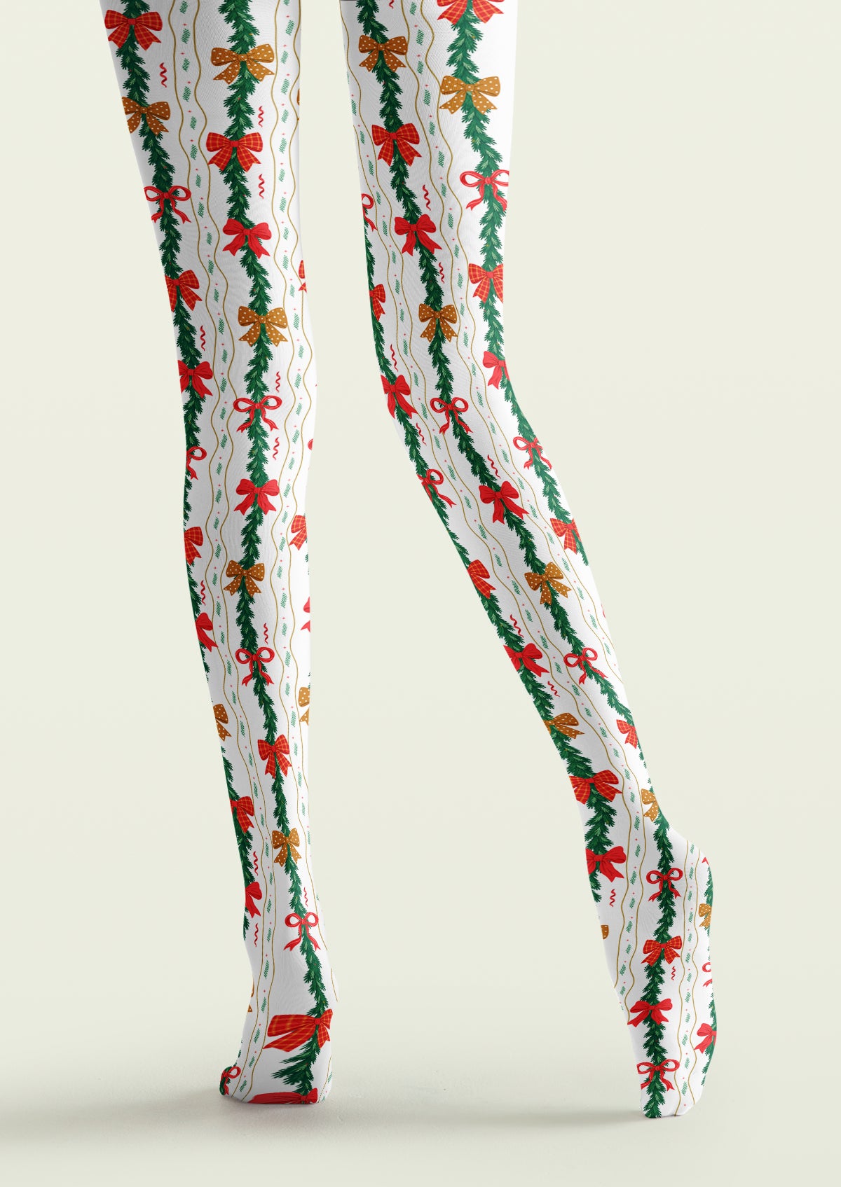 White Christmas Bow Tights