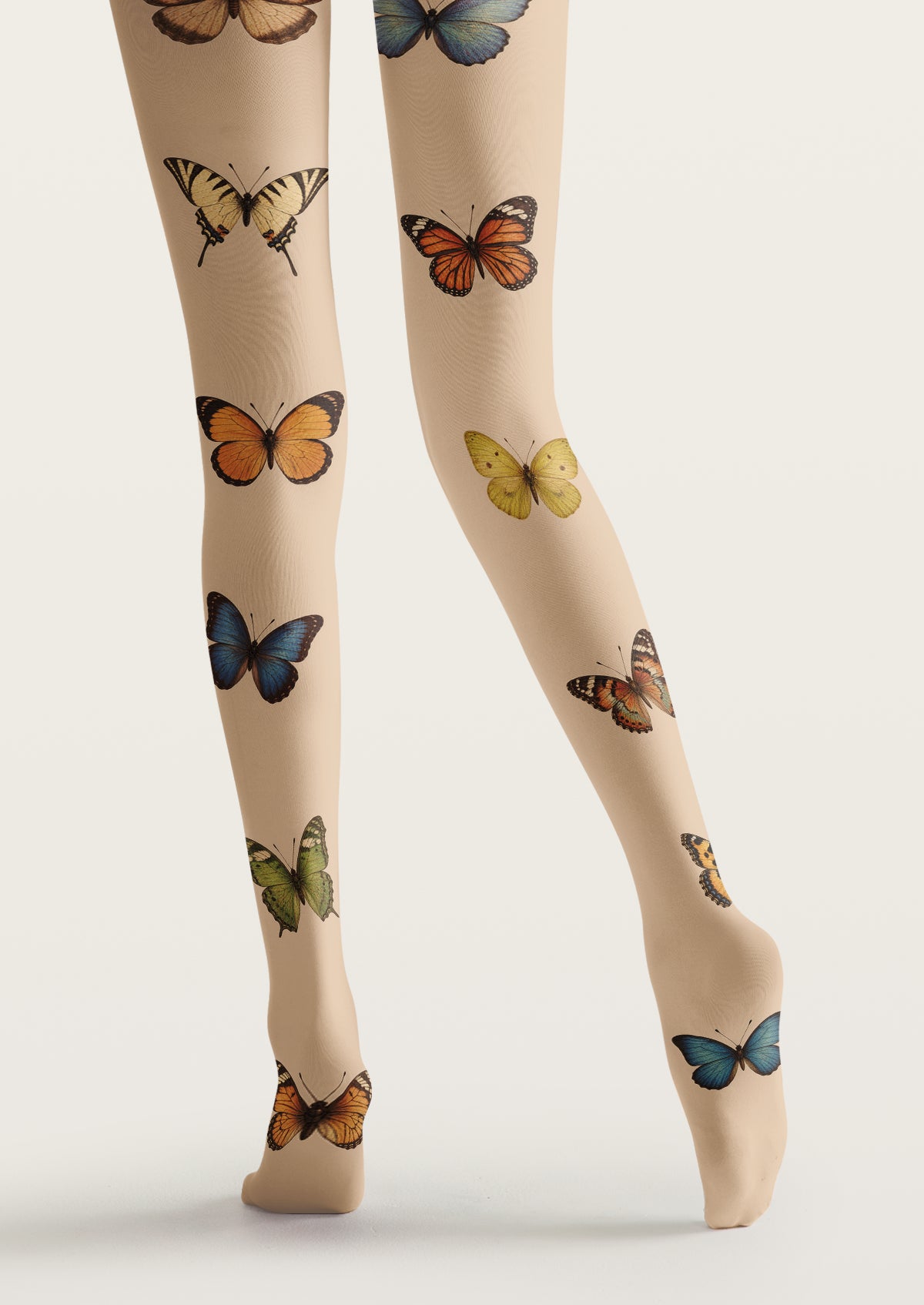 Beige Butterfly Tights