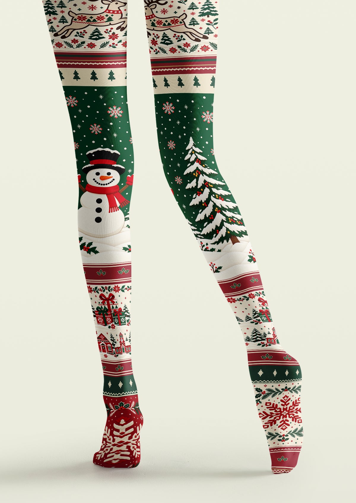 Ivory Christmas Snowman Tights