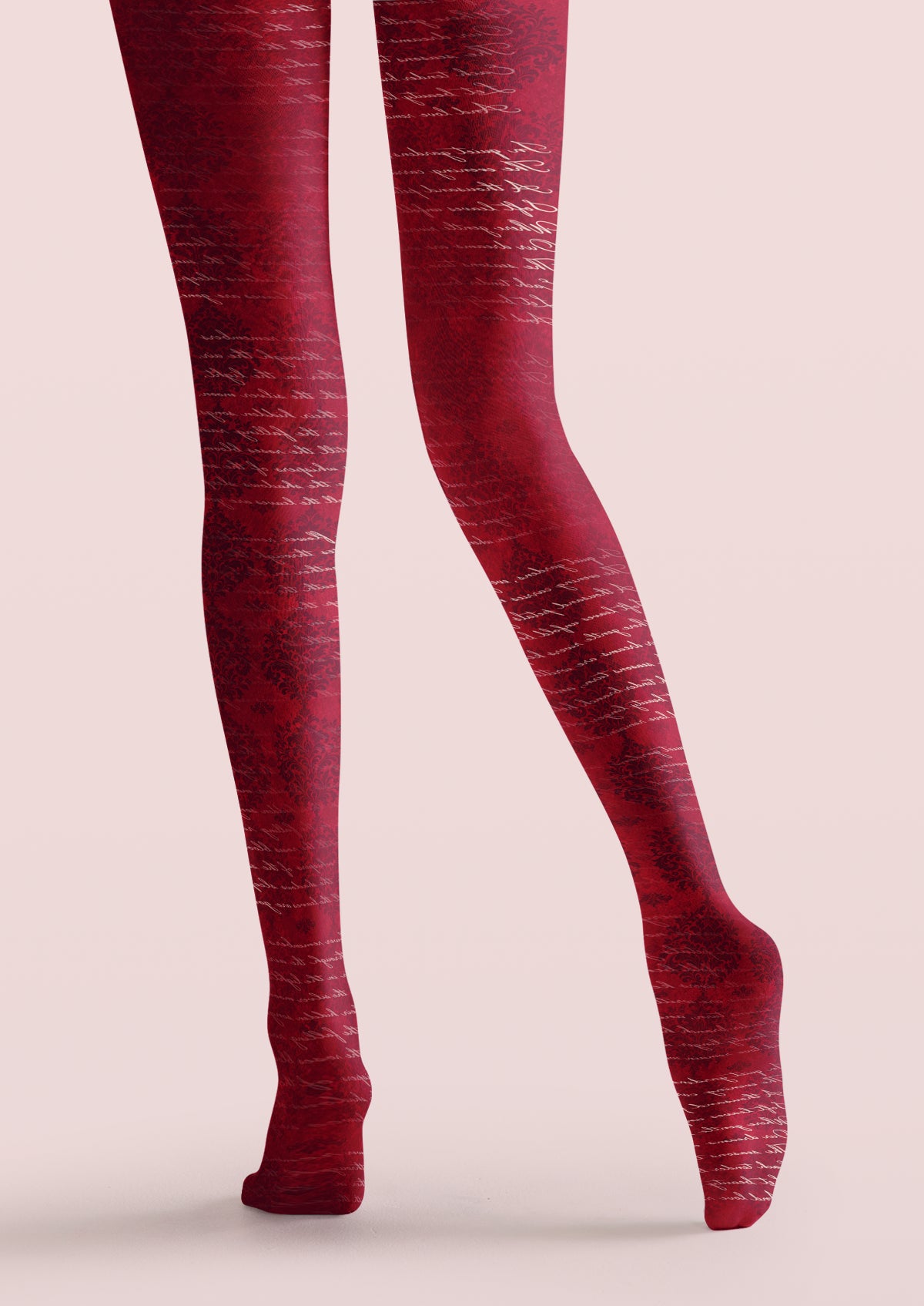 Red Cursive Script Tights