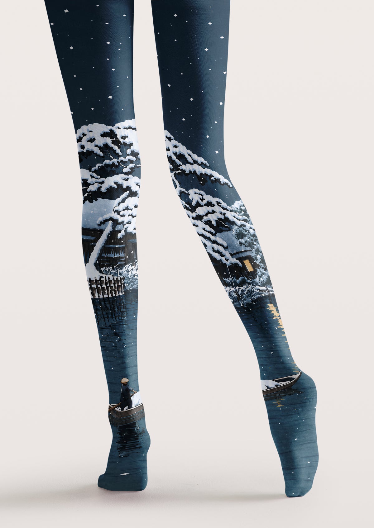 Navy Winter Landscape Tights