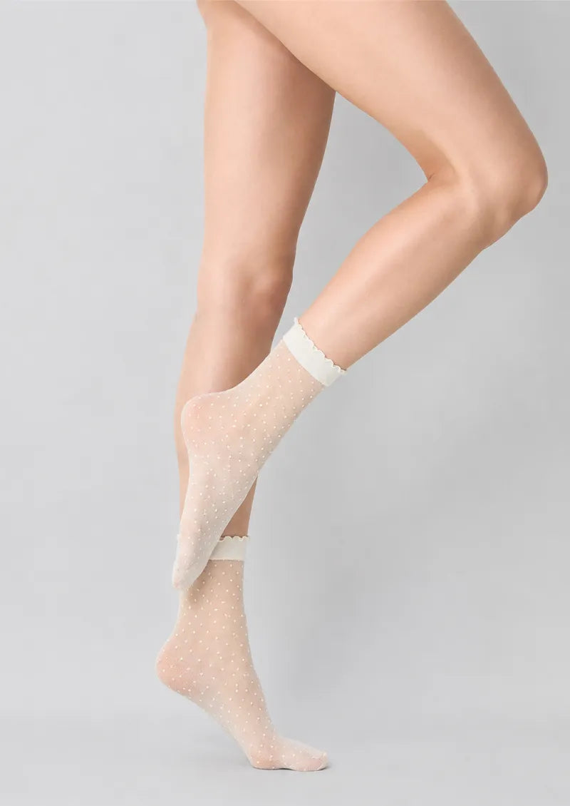Sheer Polka Dot Crew Socks