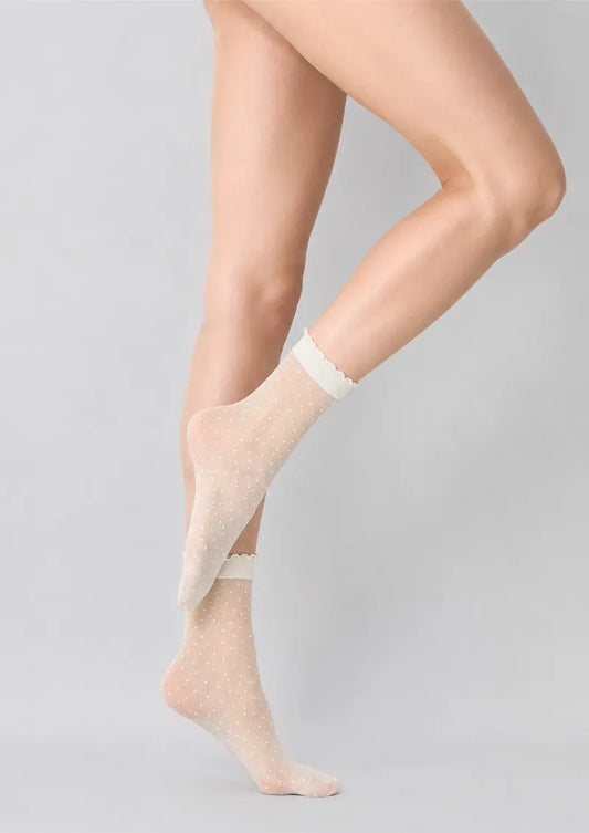 Sheer Polka Dot Crew Socks