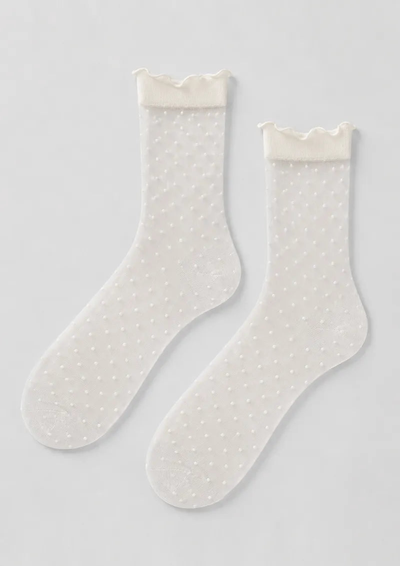 Sheer Polka Dot Crew Socks