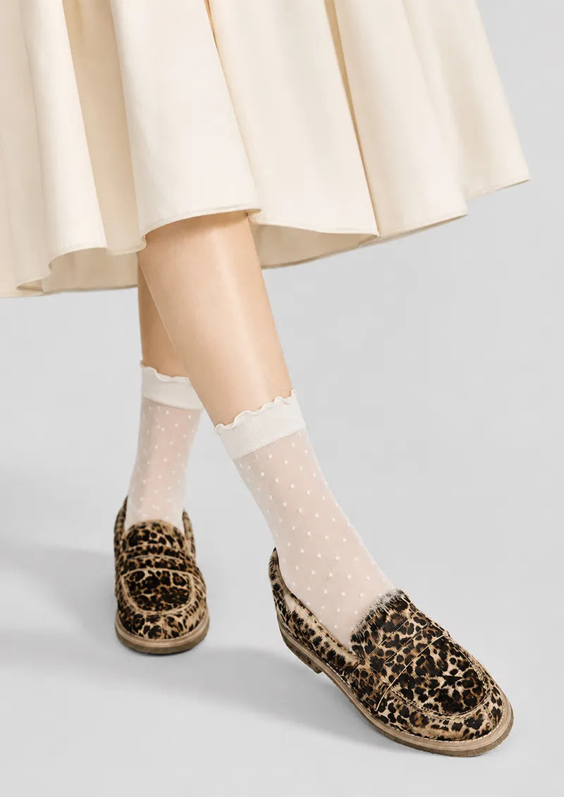 Sheer Polka Dot Crew Socks