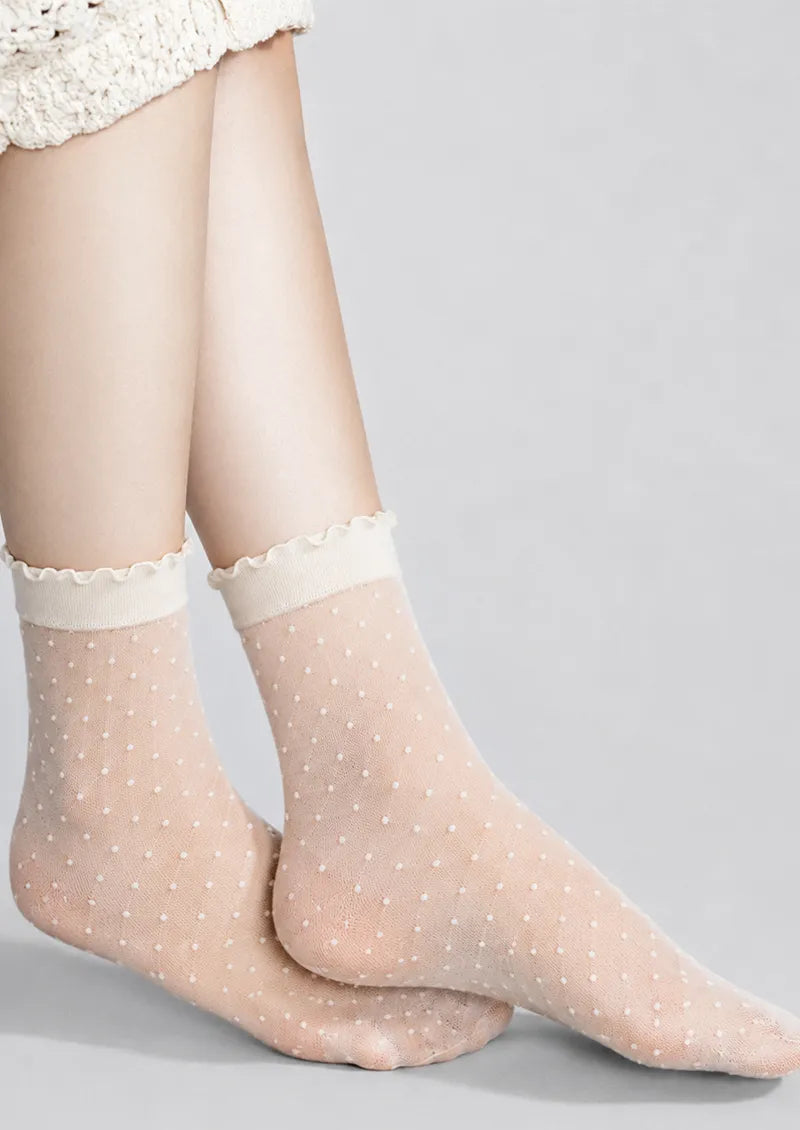 Sheer Polka Dot Crew Socks