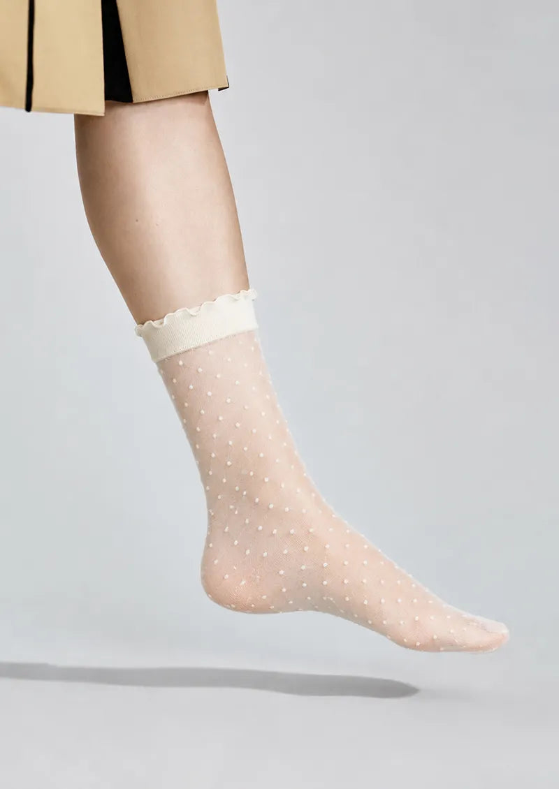 Sheer Polka Dot Crew Socks