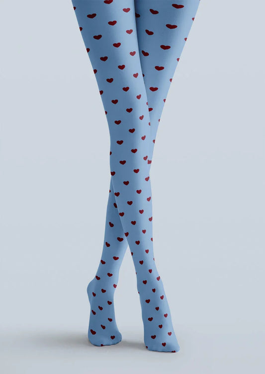 Blue Heart Polka Dot Tights Hosiery Pantyhose