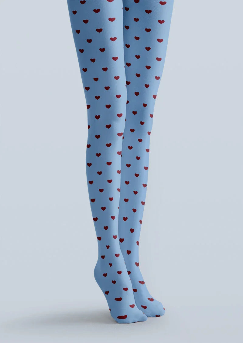 Blue Heart Polka Dot Tights Hosiery Pantyhose