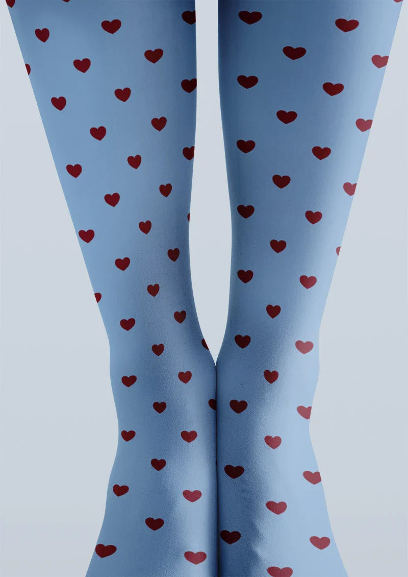 Blue Heart Polka Dot Tights Hosiery Pantyhose