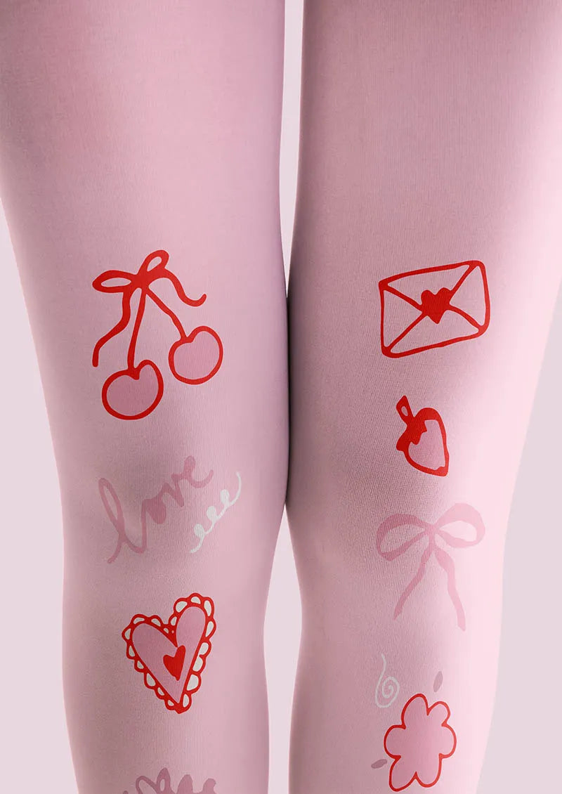 Valentine's Day Pink Letter Tights Hosiery Pantyhose