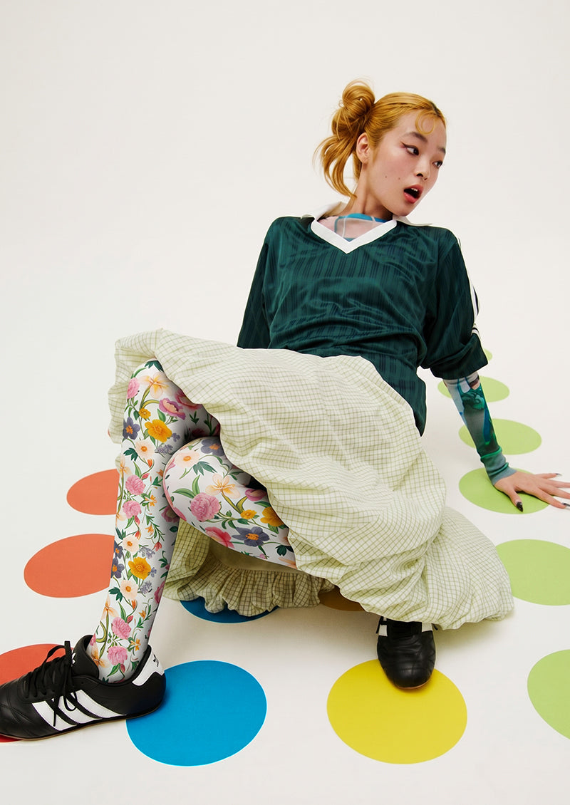 White Colorful Floral Tights Hosiery Pantyhose