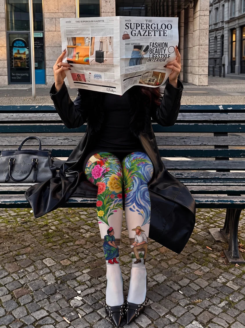 Multicolor Floral Scene Tights