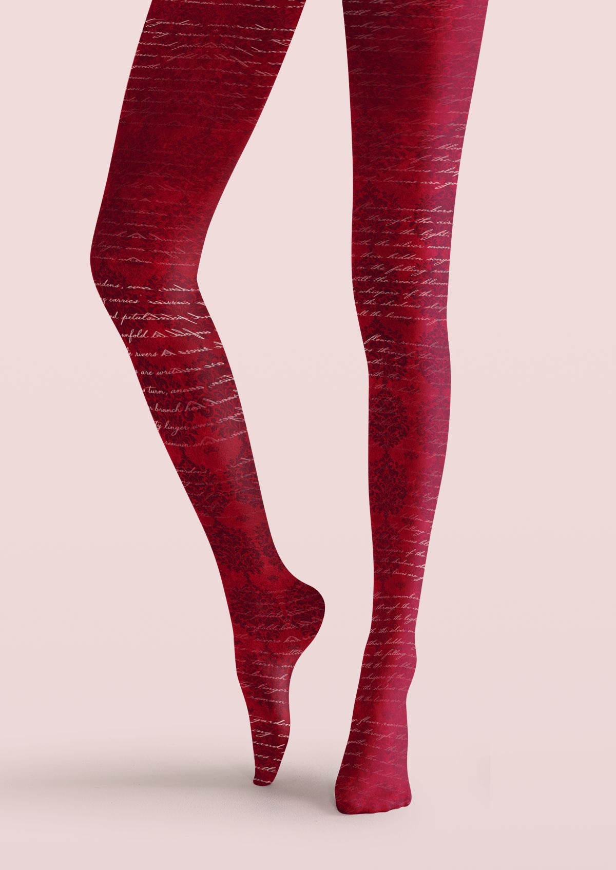 Red Cursive Script Tights