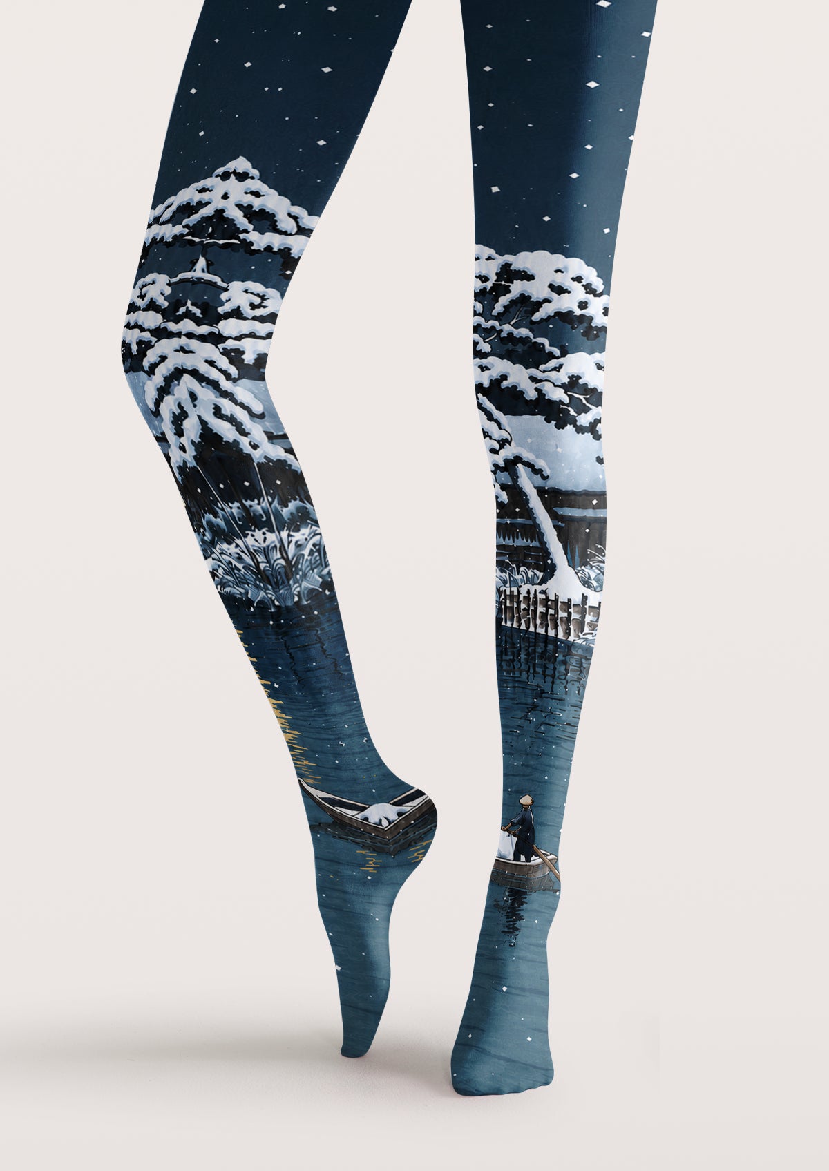 Navy Winter Landscape Tights