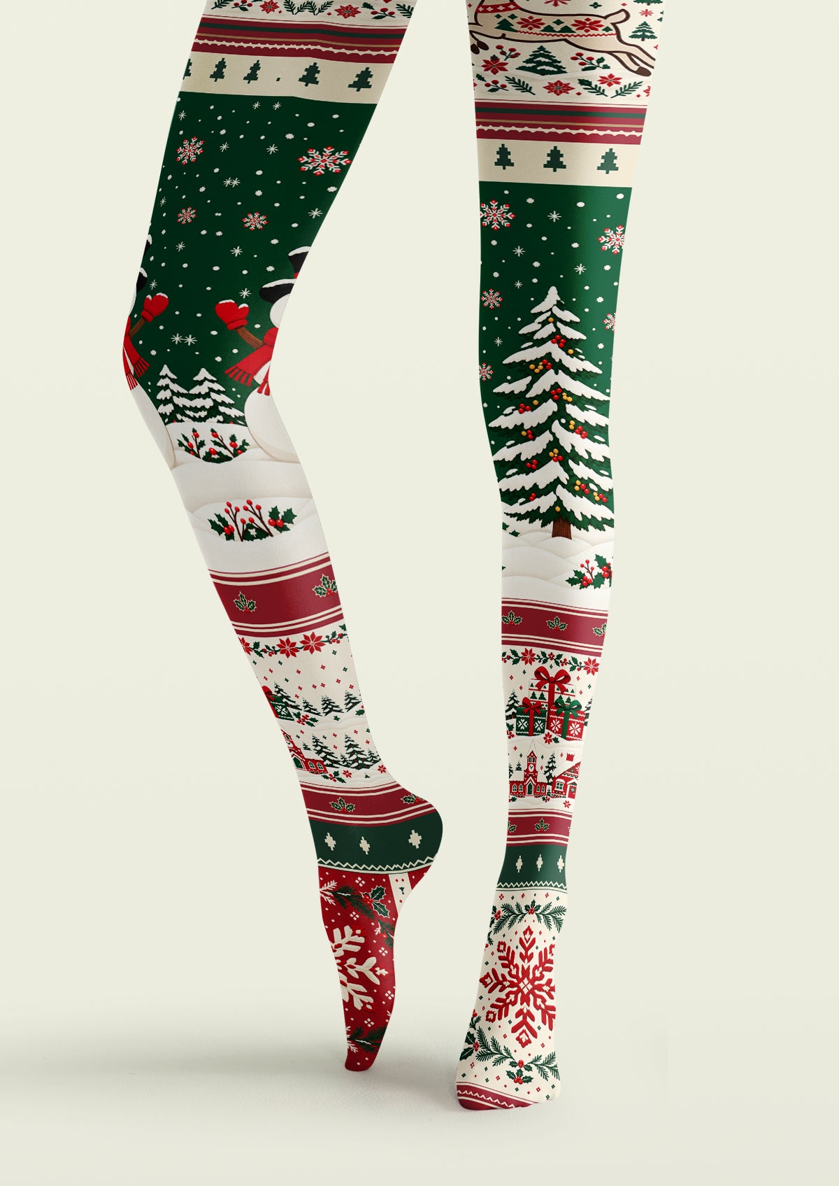 Ivory Christmas Snowman Tights