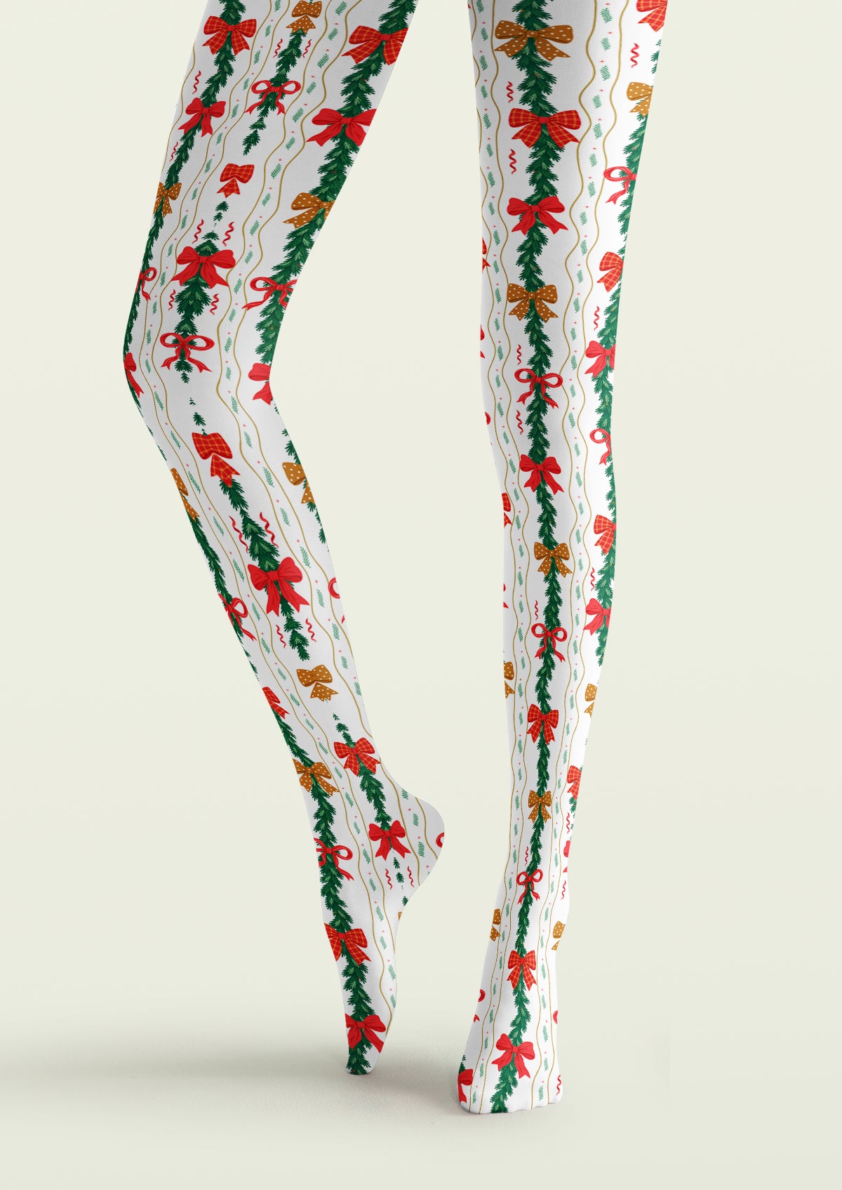 White Christmas Bow Tights