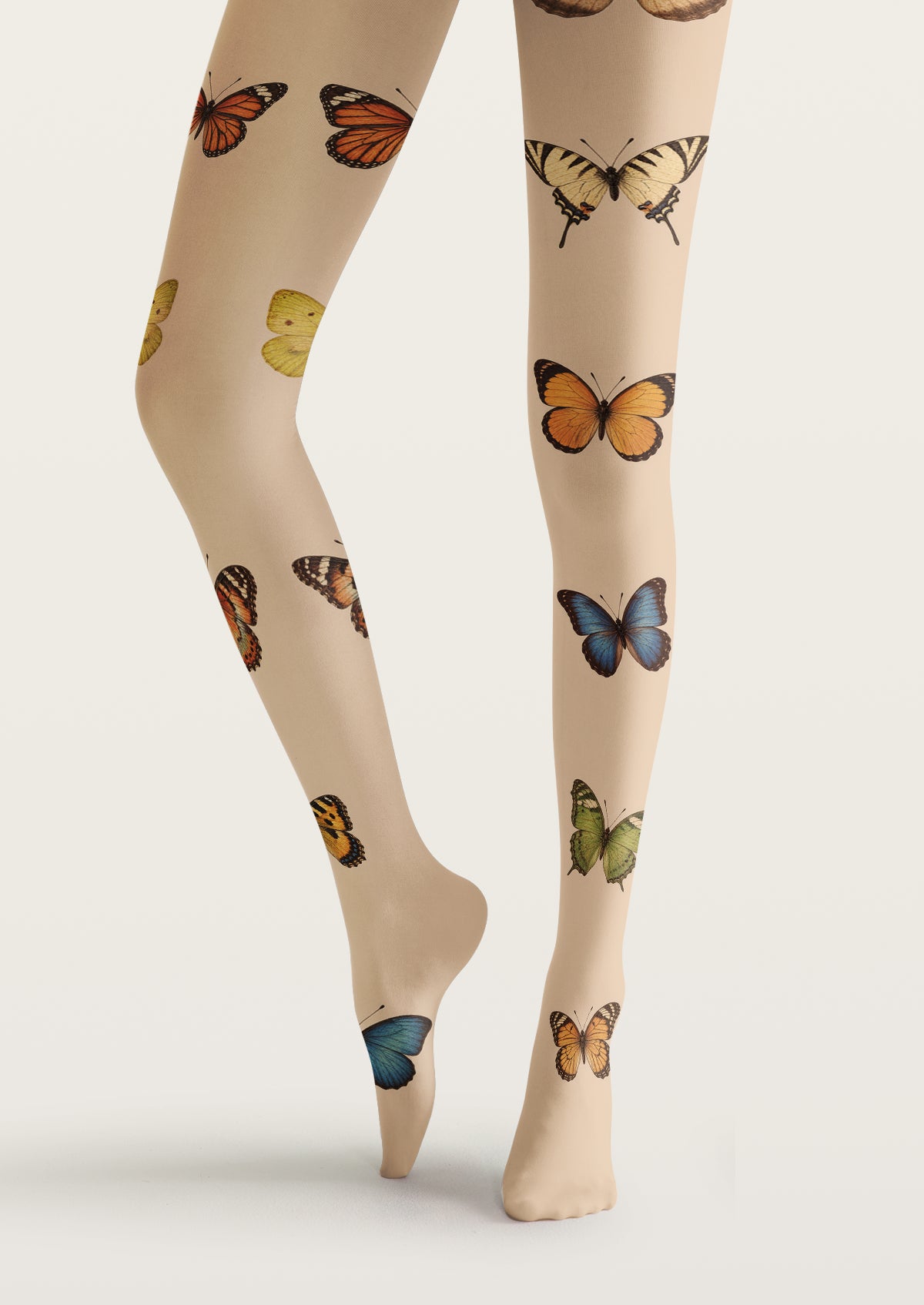 Beige Butterfly Tights