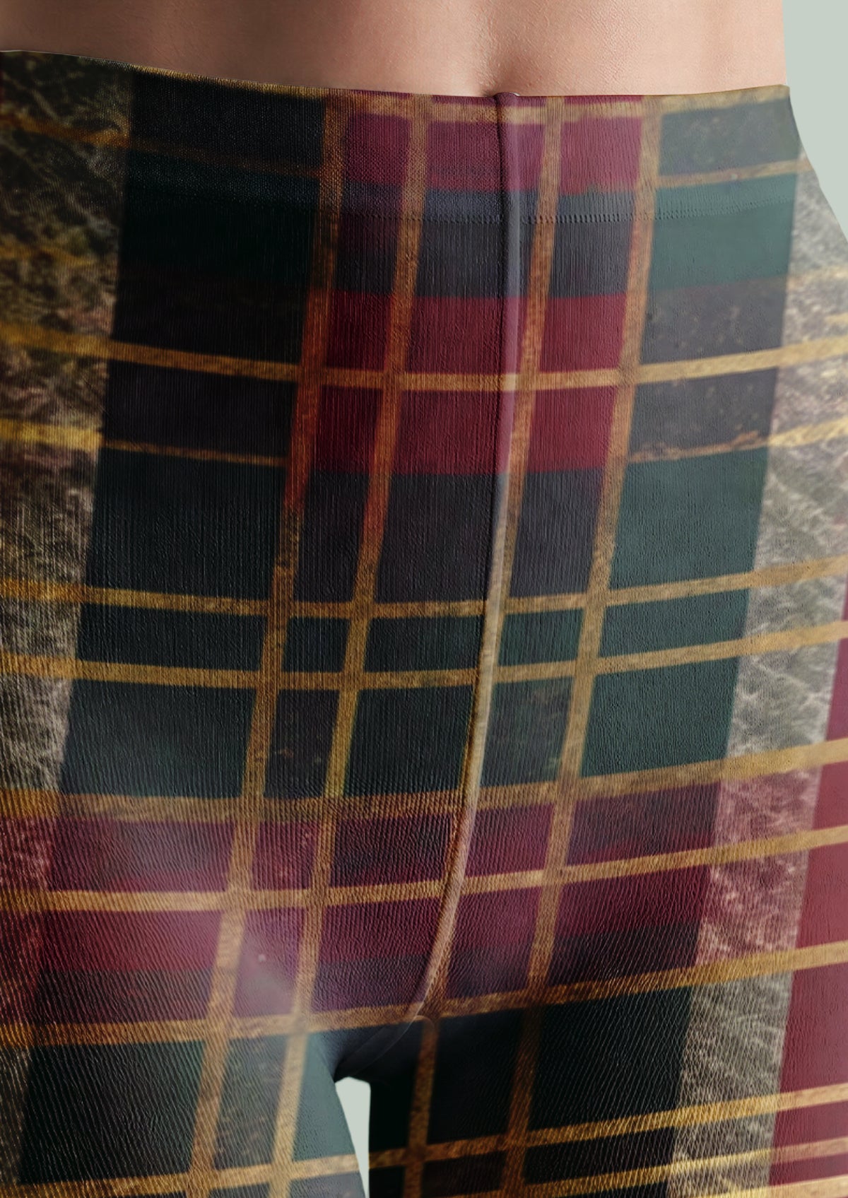 Green Burgundy Plaid Tights